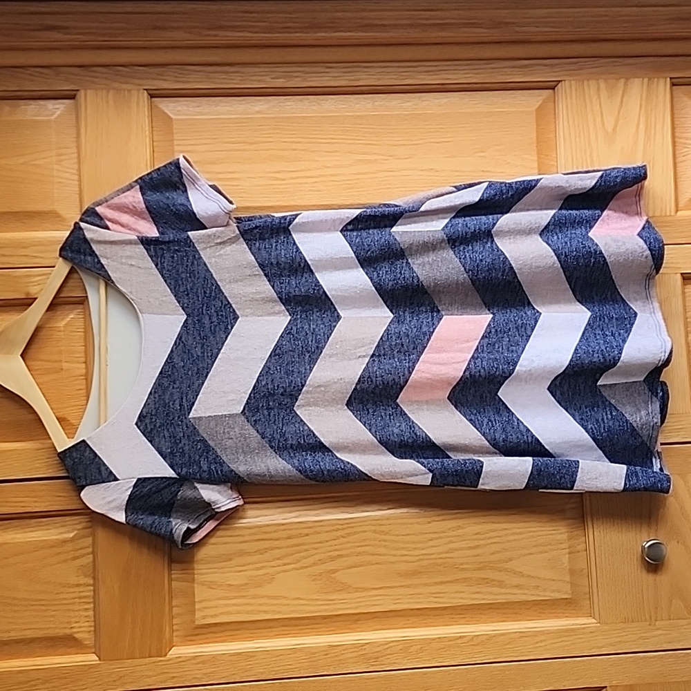 Navy and pink chevron A line dress size Medium